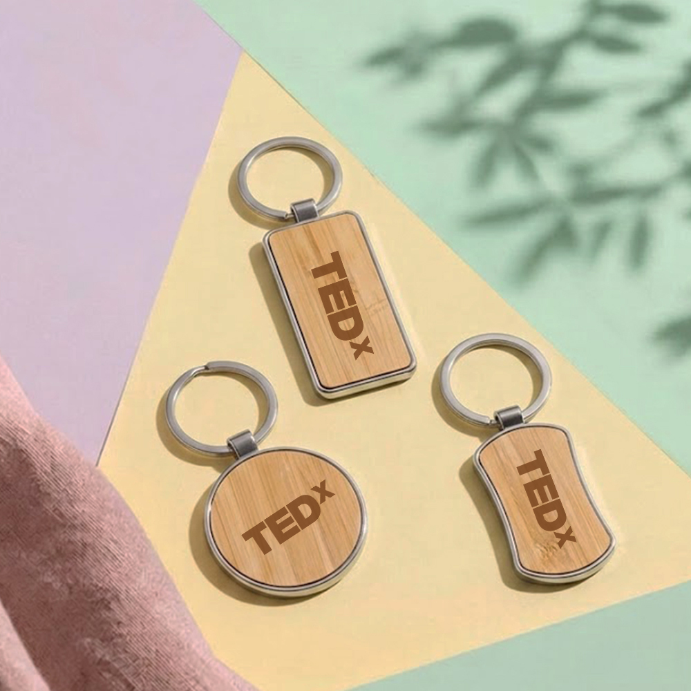 Bamboo Keychain with logo