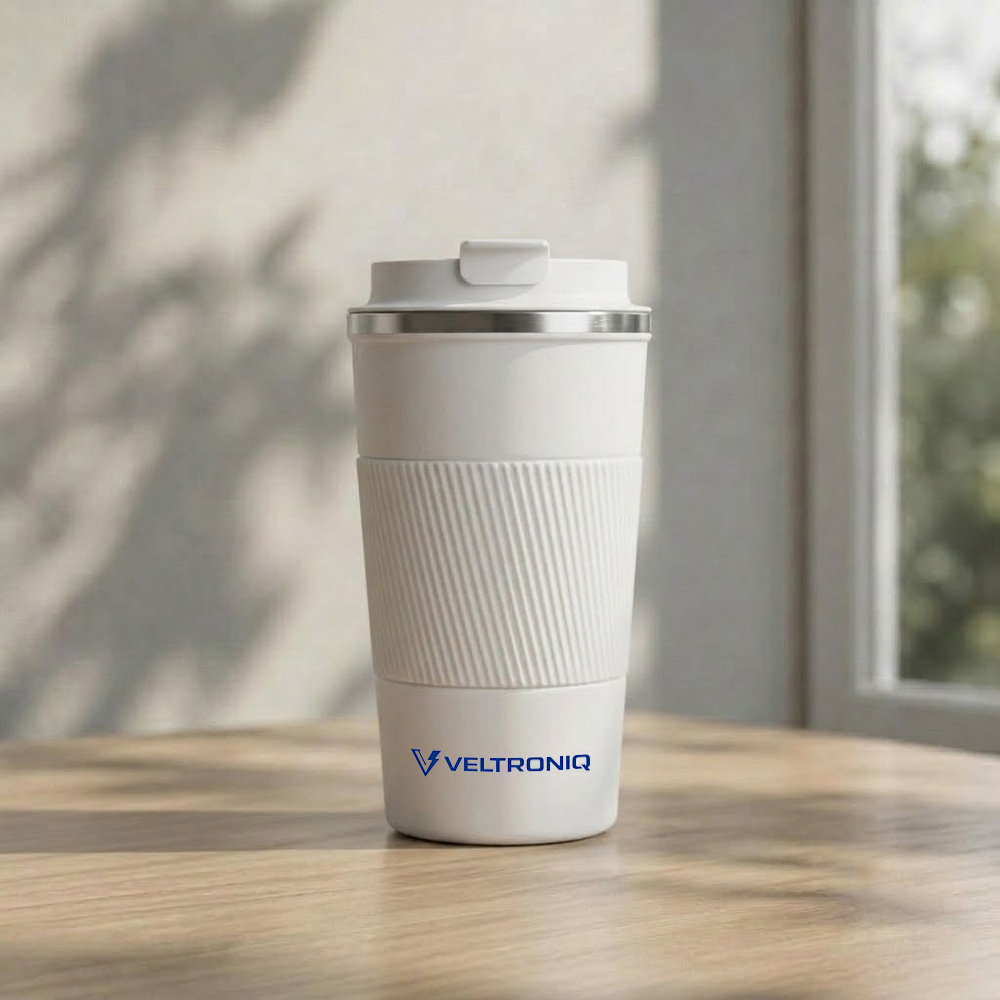 Classic White Travel Tumbler with logo