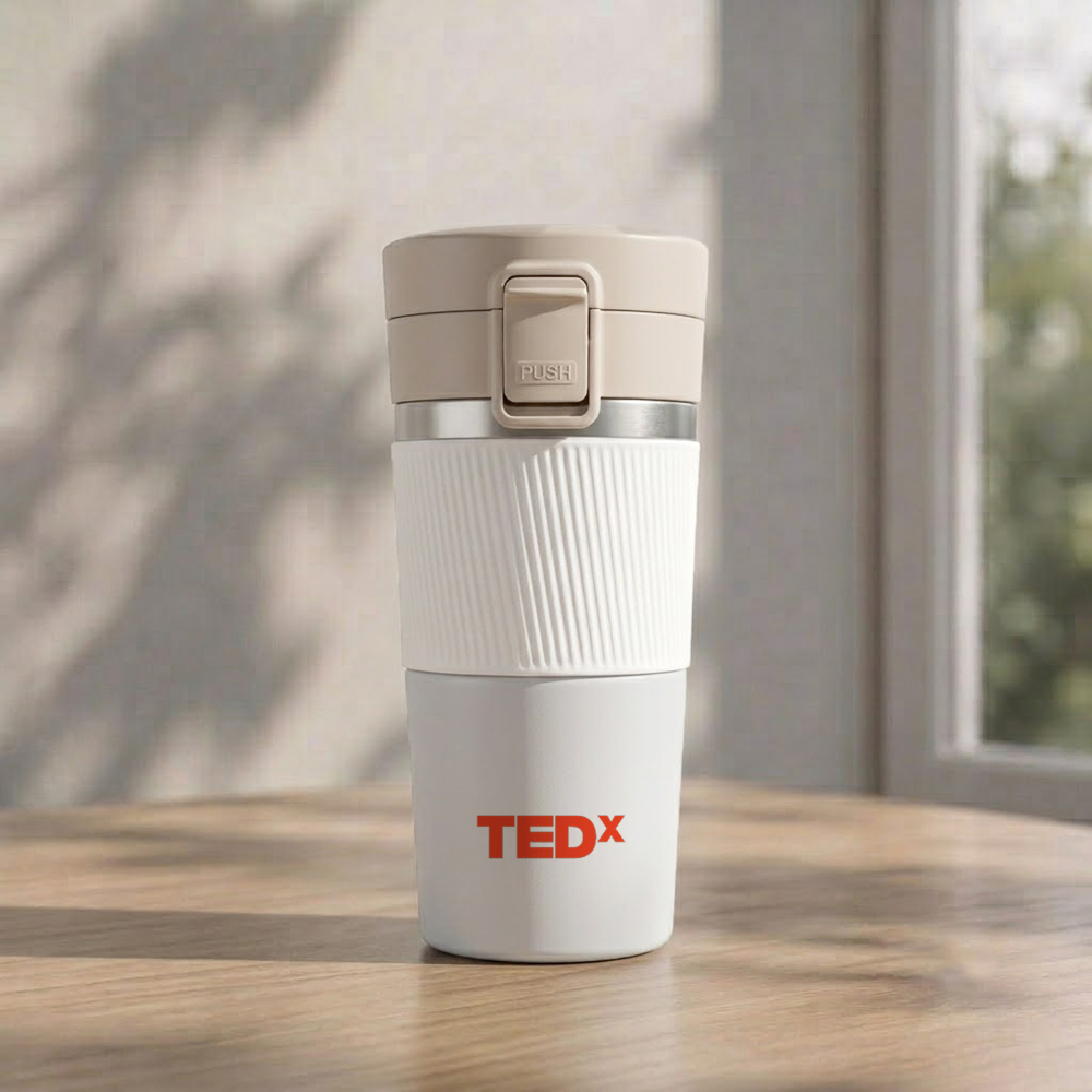 Premium White Travel Tumbler with logo