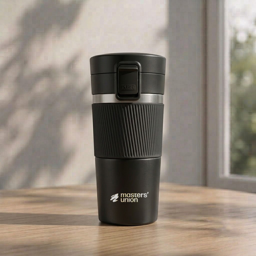 Premium Black Travel Tumbler with logo