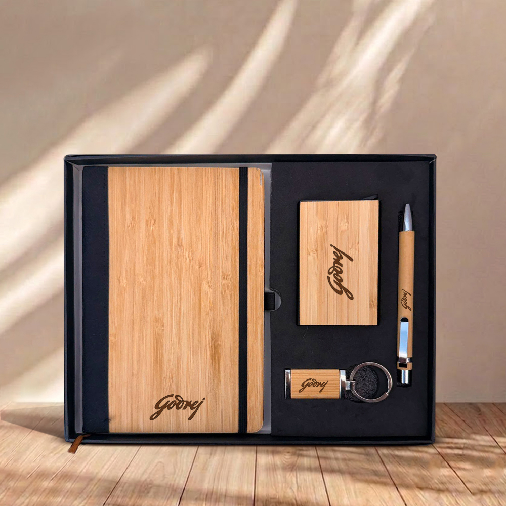 4 in 1 Bamboo Hamper with logo