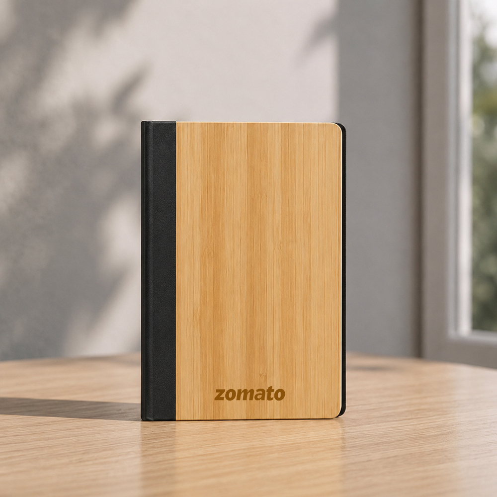 Bamboo Hardbound A5 Diary with logo