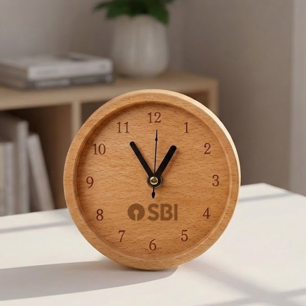 Bamboo Clock with logo