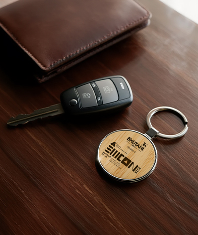 Bamboo Round Keychain alternate view
