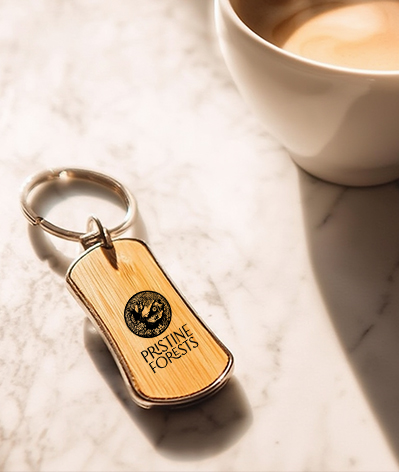 Bamboo Dog Tag Keychain alternate view