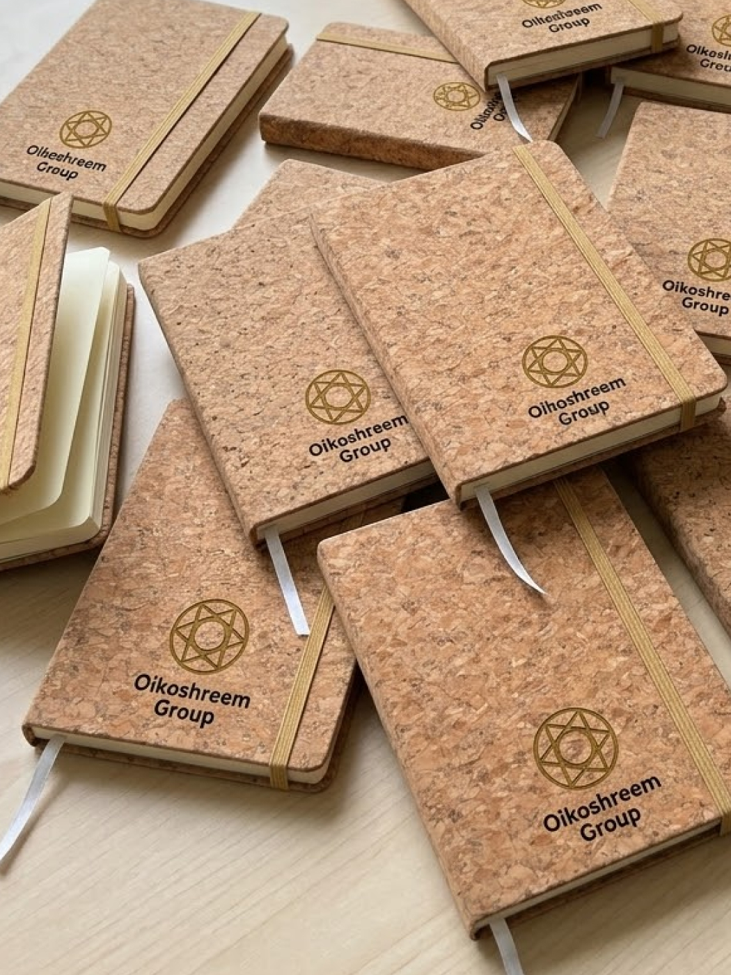 Oikoshreem Group cork notebooks