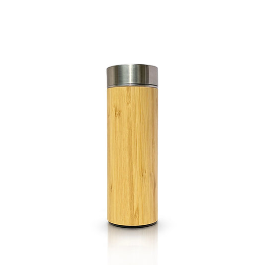 Beige 450ml bamboo & stainless steel bottle, hot 12h, cold 24h