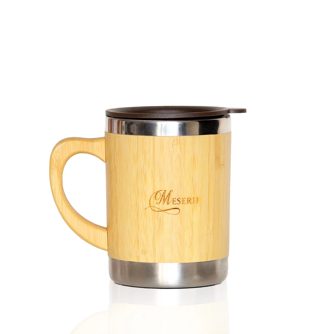 Eco-friendly 350ml bamboo and stainless steel coffee mug
