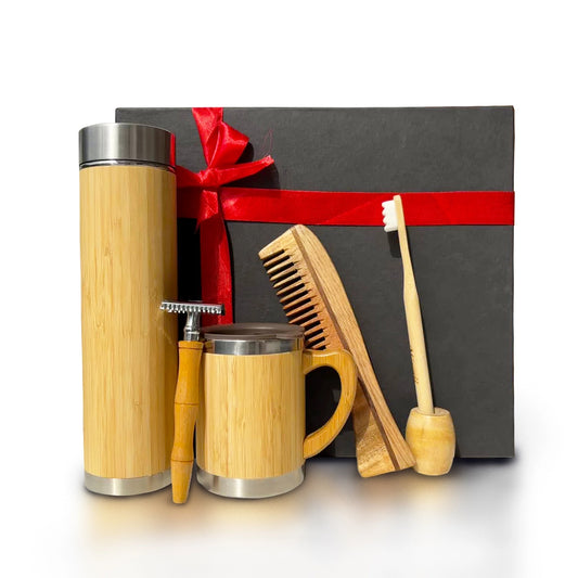 Bamboo and stainless steel eco-friendly gift set