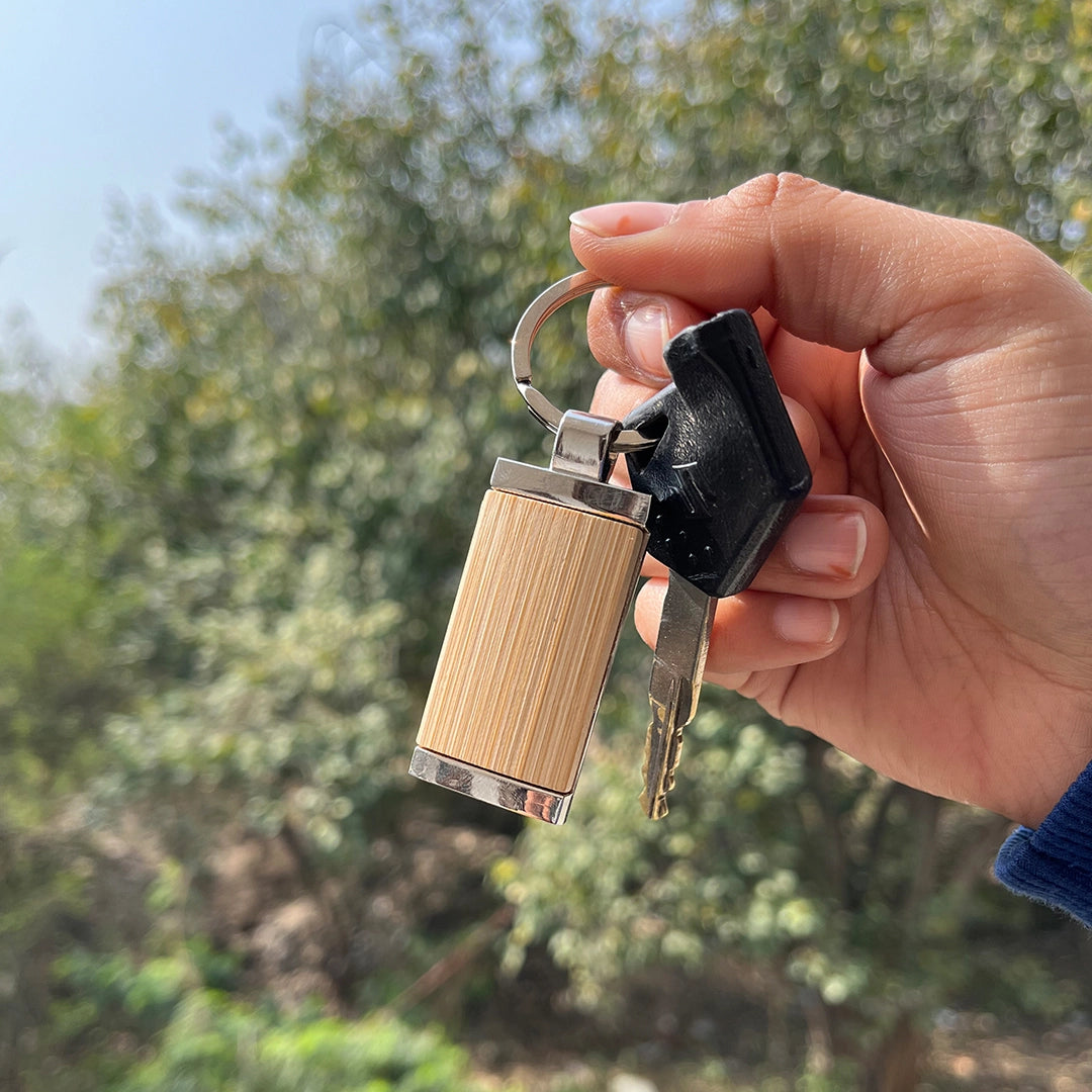 Compact and eco-conscious bamboo keychain