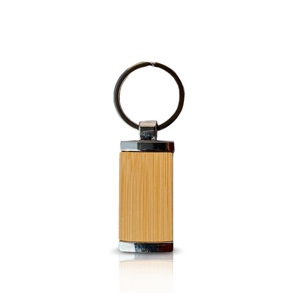 Unique 8x4cm bamboo keychain with a sleek design