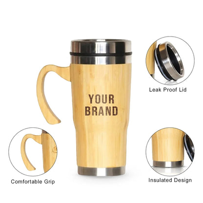 Bamboo corporate gift mug, hand wash recommended
