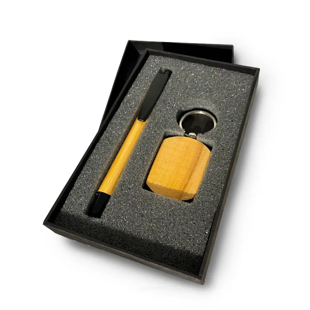 Elegant bamboo pen with matching keychain gift