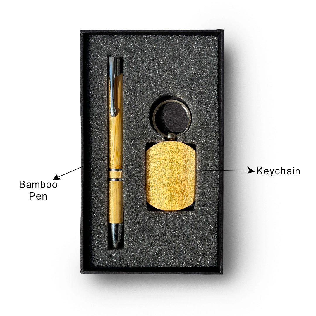 Bamboo pen and keychain duo gift pack