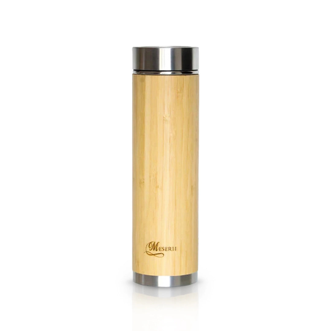 Bamboo Stainless Steel Bottle | Vaccum Insulated | Double Wall Hot & C – meserii