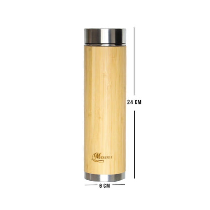 Bamboo Stainless Steel Bottle, For Drinking Water, 500 mL 