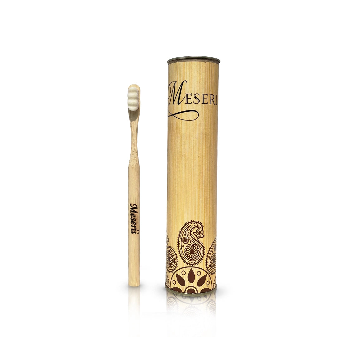 Biodegradable beige bamboo toothbrush with ultra-soft bristles, 20g