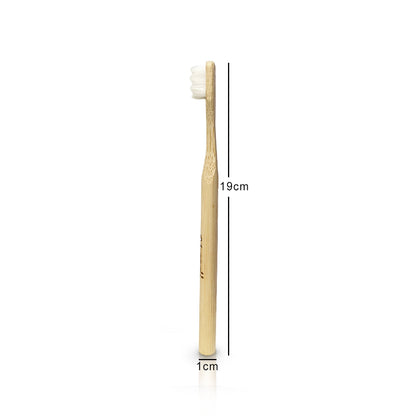 Soft-bristle bamboo toothbrush, 19cm, for eco-conscious oral care