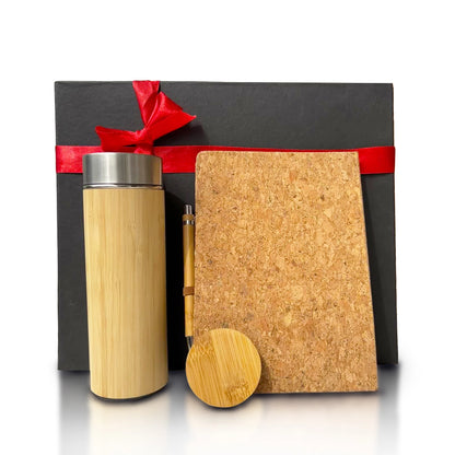 4-item bamboo and steel corporate gift collection