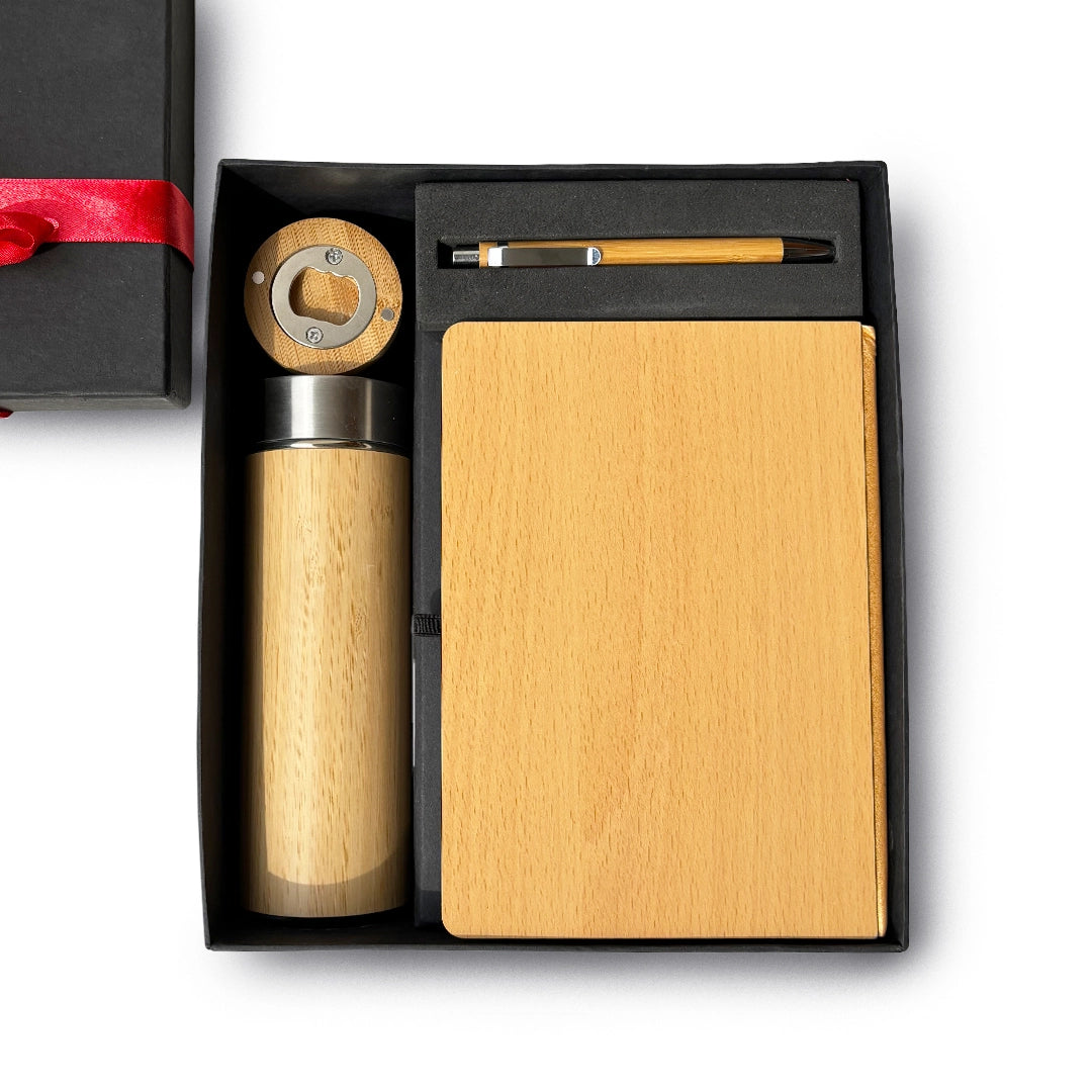 Bamboo-stainless office essentials kit for green gifting